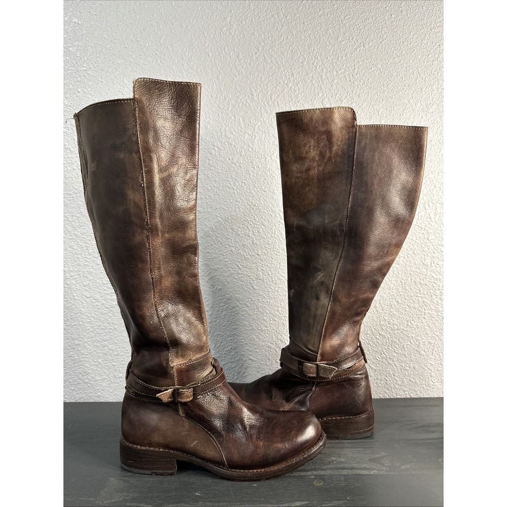 BED STU Womens‎ Cobbler Series Espresso Leather Knee High Boots Riding US 6.5